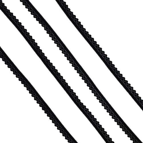 Vista 6 de Cinta de encaje negro de 0.4 pulgadas, ribete de encaje elástico de 10 yardas de largo con muy buena elasticidad de 1:2.2, ideal para decoración