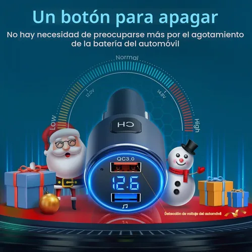 Vista 5 de Versión mejorada V5.3 - Transmisor FM Bluetooth, adaptador Bluetooth para coche QC3.0 y adaptador de radio FM inalámbrico con retroiluminación LED
