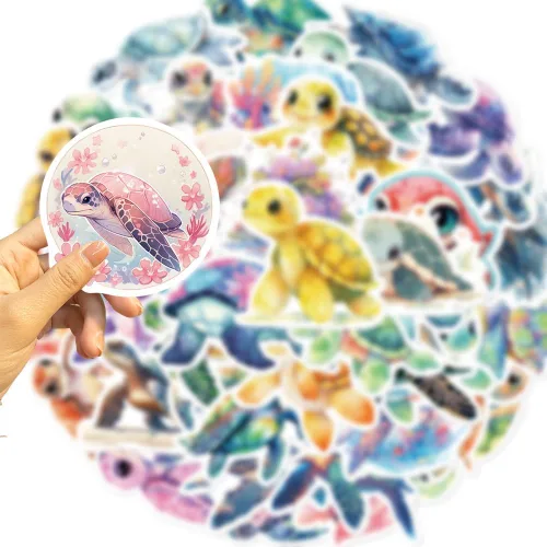 Vista 3 de Lindas calcomanías de animales de tortuga marina para niños, 50