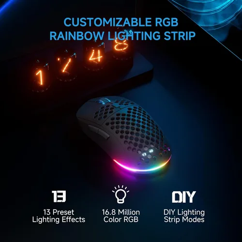 Vista 9 de TMKB Teclado mecánico con cable para juegos y mouse inalámbrico: T81E 75% Junta Teclado intercambiable en caliente con perilla + mouse Falcon M1