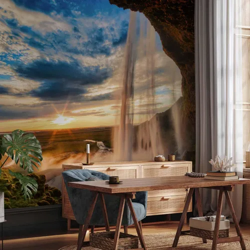 Vista 6 de artgeist Mural de pared Cascada de 116 x 83 pulgadas - Papel tapiz autoadhesivo extraíble de gran tamaño para decoración de pared, diseño de #06