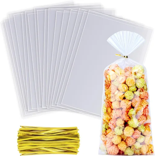 Vista 24 de 200 bolsas de celofán de 5 x 7 pulgadas, bolsas de celofán para dulces, bolsas transparentes de regalo, bolsas para cake pops, bolsas de caramelos