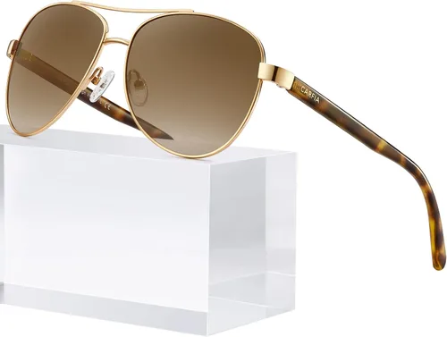 Vista 8 de CARFIA Gafas de sol polarizadas para mujer, protección UV, brazos de acetato, marco de metal, sombras para mujer, CA3216