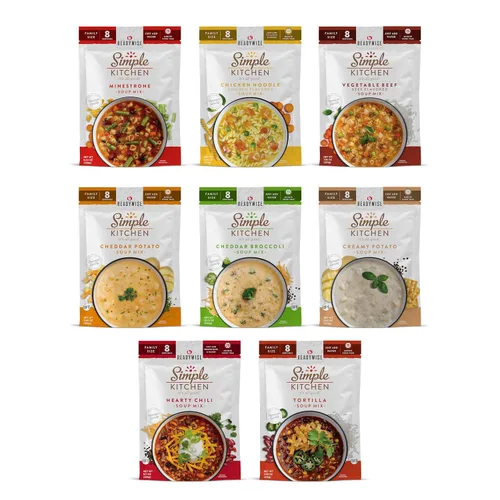 Vista 8 de READYWISE - Cocina simple, favoritos de sopa, paquete variado, 8 porciones por bolsa, mezcla de sopa, tamaño familiar, MRE, alimentos liofilizados