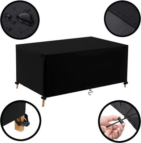 Vista 2 de Fundas para muebles de patio, fundas de mesa para exteriores, impermeables, rectangulares, 600D, fundas para muebles de exterior, a prueba