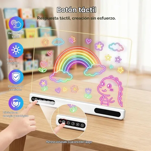 Vista 4 de Tablero de dibujo LED recargable para niños: 20 horas de duración de la CV1