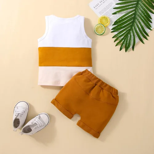 Vista 2 de Lanqiuer Conjunto de ropa para bebé niño pequeño, camisa de manga corta, pantalones cortos, conjunto de verano para niños, 2 piezas, trajes casuales