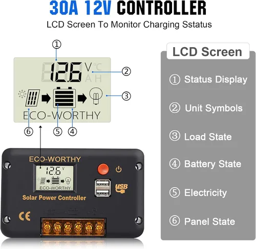 Vista 7 de ECO-WORTHY Kit de panel solar de 100 vatios y 12 voltios para batería de autocaravana, barco, remolque, cabaña de jardín, cobertizo del hogar: panel