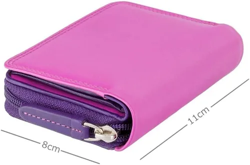 Vista 3 de Visconti Monedero de cuero para mujer, Rosa, coloreado, morado