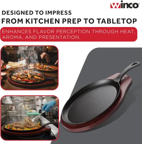 Vista 9 de Winco FS-2 - Juego de servidor Fajita de hierro fundido de 2 piezas, negro