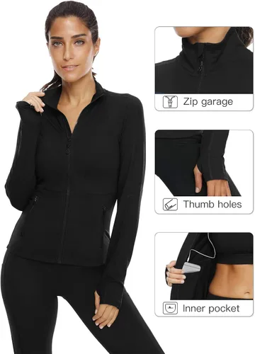 Vista 4 de VUTRU - Chaqueta de entrenamiento con cremallera completa para mujer, para hacer yoga o correr