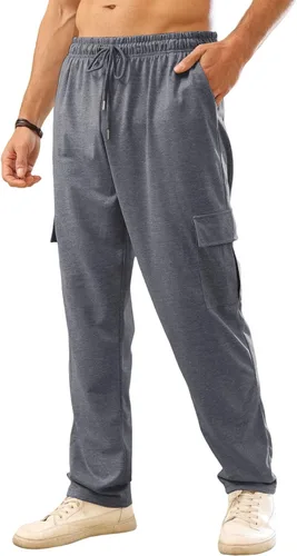 Vista 5 de CTU Pantalones deportivos de entrenamiento para hombre, pantalones deportivos con parte inferior abierta, pantalones casuales holgados con bolsillos