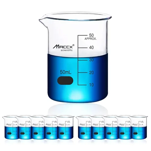 Vista 27 de Vaso de vidrio resistente de 3.4 onzas (3.4 fl oz), 3.3 Griffin de borosilicato de forma baja con graduación impresa, paquete de 4, BKL100-004