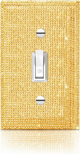 Vista 35 de Placa decorativa de interruptor de luz con diamantes de imitación brillantes en rosa y plata, cubierta de placa de pared con diamantes de imitación