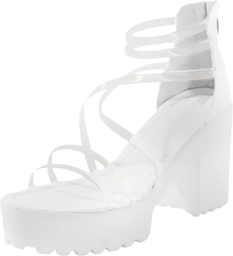 Vista 5 de NOLDARES Sandalias de verano para mujer, estilo casual, con puntera abierta, tacones gruesos, sandalias de cuña con cremallera, sandalias