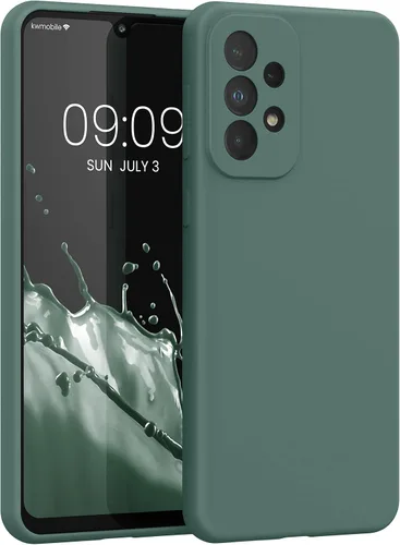 Vista 308 de kwmobile Funda Compatible con Samsung Galaxy A14 5G - Funda de teléfono de TPU y silicona con acabado suave - Verde Lima