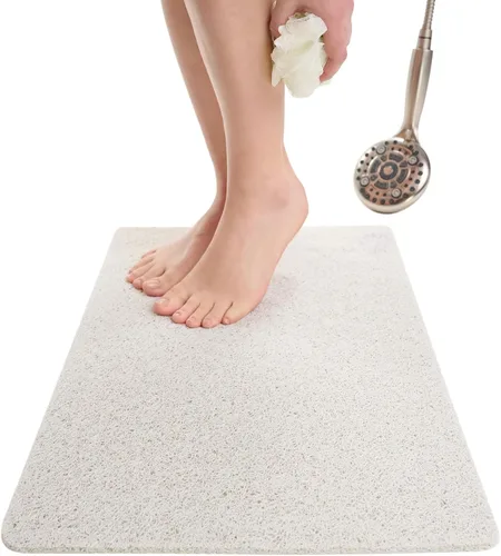 Vista 160 de Enkosi Alfombra de ducha antideslizante Loofah para suelos de ducha, bañera, baños, zonas húmedas, alfombrilla de baño acolchada con agujeros