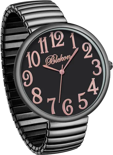 Vista 3 de Blekon Collections Nuevo Reloj de Moda con Correa Elástica de Tamaño Super Grande, Movimiento Japonés PC21J
