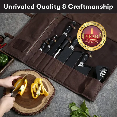Vista 4 de Master Maison Juego de cuchillos de barbacoa de 15 piezas, juego de cuchillos profesionales de carnicero con cuchillas de acero inoxidable, varilla