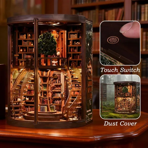 Vista 3 de Kit de rincón de libros para adultos, libro de bricolaje en miniatura, decoración de biblioteca, rompecabezas 3D de fantasía