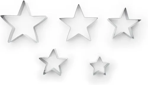 Vista 9 de Fox Run Cortadores de galletas de estrella de acero inoxidable, juego de 5 cortadores en forma de estrella
