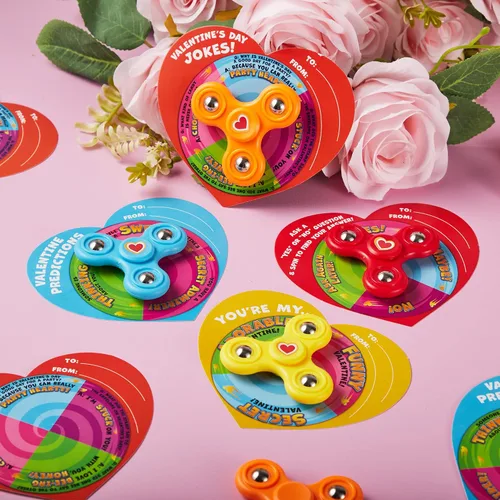 Vista 8 de JOYIN 28 unidades de juguete antiestrés con tarjetas de regalo, juguete de dedo con spinner para niños, juguete de favor de fiesta para intercambio