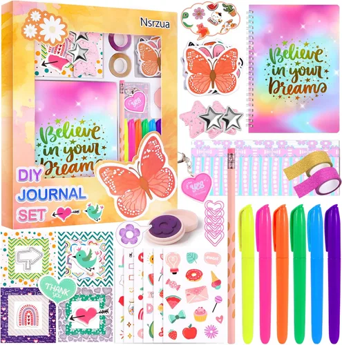 Vista 12 de Nsrzua DlY - Kit de diario para niñas, álbumes de recortes para niñas de 8 Azul