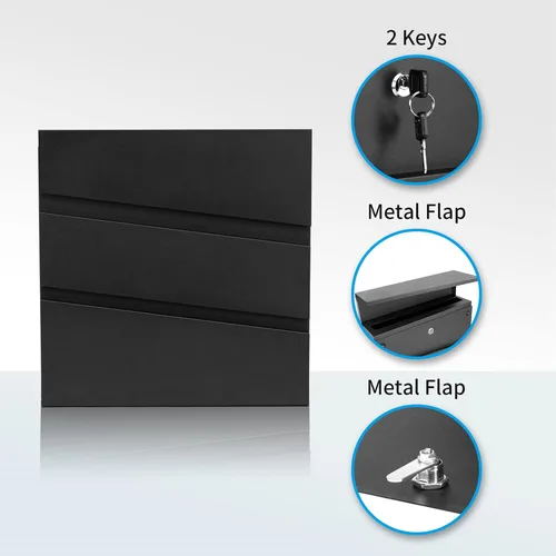 Vista 2 de Buzón de Pared con Cerradura y Llaves, Buzón de Seguridad con Llavero para Exterior de la Casa, Buzón de Correo con Cerradura, Buzón de Metal