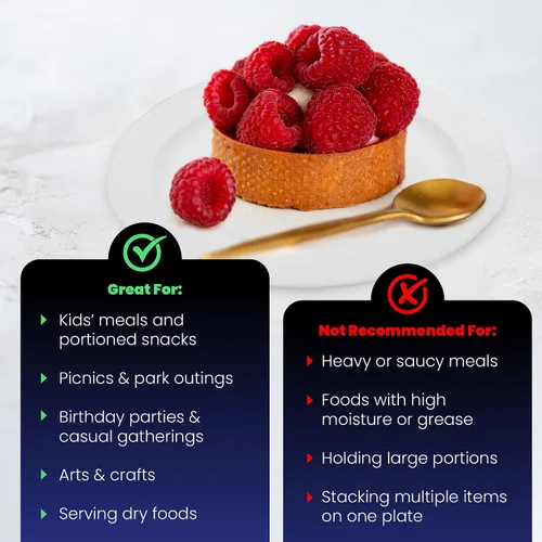 Vista 5 de Hygloss Platos de Papel Pequeños a Granel de 6 Pulgadas - Platos de Postre Desechables para Fiestas, Pasteles, Aperitivos, Bocadillos, Vajilla