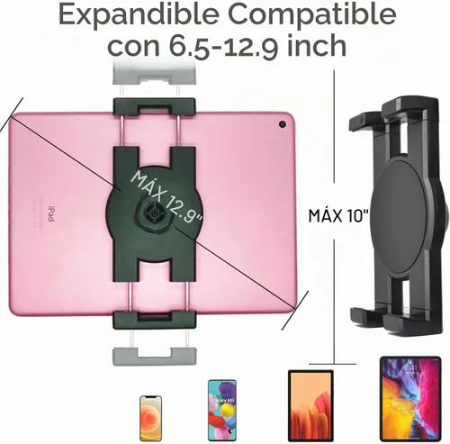 Vista 7 de VAUBORTTI Soporte de tablet para camión, brazo de aluminio, soporte para iPad de 6.5 a 12.9 pulgadas, iPad mini/Air/Pro, base de taladro resistente