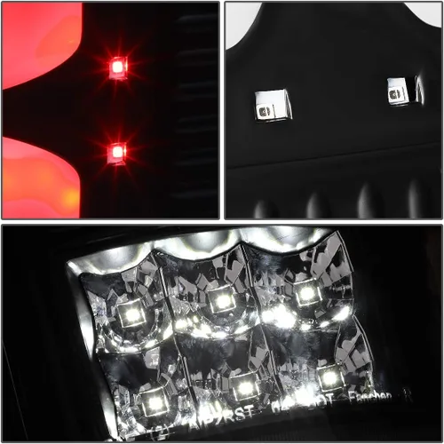 Vista 5 de DNA MOTORING TL-F15004-LED-3D-BK-CL Conjunto de luz trasera LED 3D para lado del conductor y del pasajero [compatible con Ford F150 Lobo 04-08]