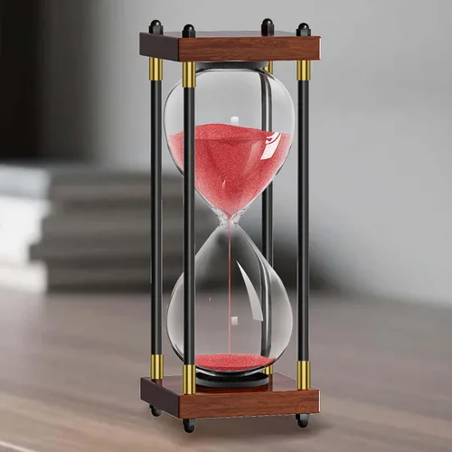 Vista 11 de Reloj de arena de arena de 30 minutos: reloj de arena de madera pequeño, reloj de arena, reloj de arena de oro antiguo 30 minutos, reloj de arena