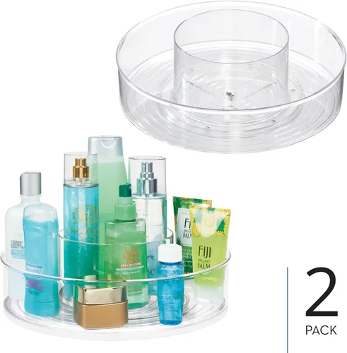 Vista 2 de iDesign Susan perezoso dividido de 12 pulgadas para almacenamiento de baño - Juego de 2 - Transparente for Bathroom Storage