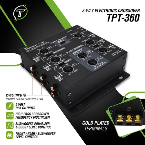Vista 2 de Timpano 3-vías Transmisor electrónico con control remoto de subwoofer y ecualizador TPT-360
