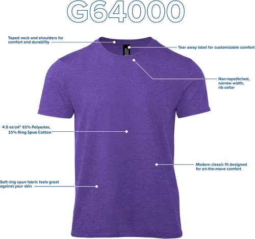Vista 2 de Gildan Softstyle - Camiseta de algodón unisex para adultos, estilo G64000, paquete múltiple