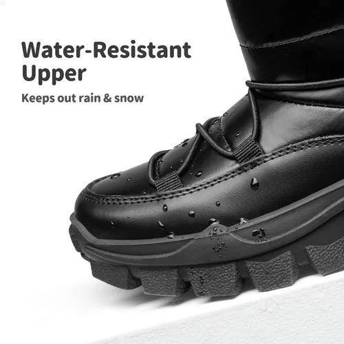 Vista 4 de DREAM PAIRS Botas de nieve para niñas y niños, antideslizantes, cálidas al aire libre, zapatos de invierno para niños pequeños
