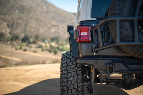 Vista 8 de DV8 Offroad Armor Fender Flares para Jeep Wrangler JL 2018-2026 Ancho estrecho Diseño de acero chapado en blindaje rígido (2) señales de giro