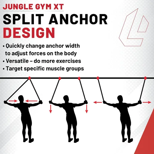 Vista 9 de Lifeline Jungle Gym XT - Sistema de entrenamiento de suspensión de peso corporal - Anclaje dividido patentado, entrenamiento de cuerpo completo, kit