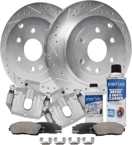 Vista 42 de Detroit Axle - 4 rotores de freno para Chevrolet Cruze 2014 2015 [modelos de motores de gas] Rotores de freno de disco perforados y ranurados