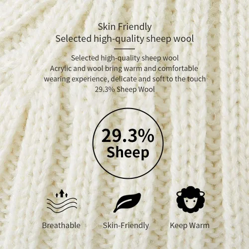 Vista 6 de OHYOGA Gorro grueso de punto trenzado grueso y cálido gorro elástico suave para mujeres y hombres SLH2T023
