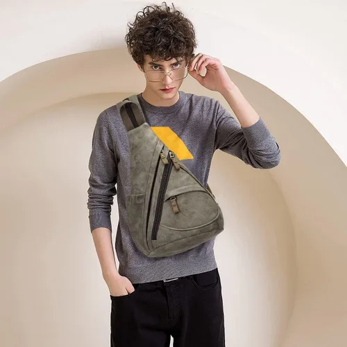 Vista 7 de KL928 Bolso bandolera de piel sintética Mochila pequeña cruzada de hombro, mochila casual para hombres y mujeres