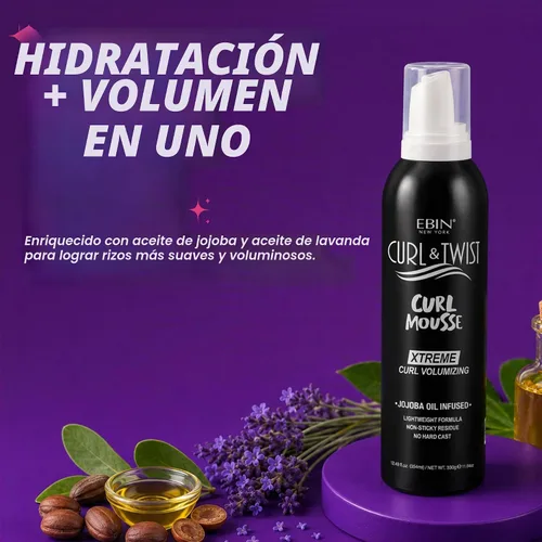 Vista 4 de EBIN NEW YORK Curl & Twist Xtreme - Mousse para rizos voluminizadores