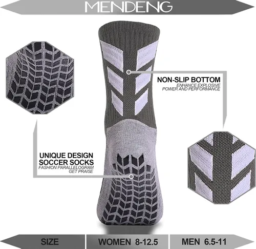 Vista 4 de MENDENG Calcetines antideslizantes de fútbol para hombre, calcetines de hospital antideslizantes para entrenamiento, calcetines atléticos