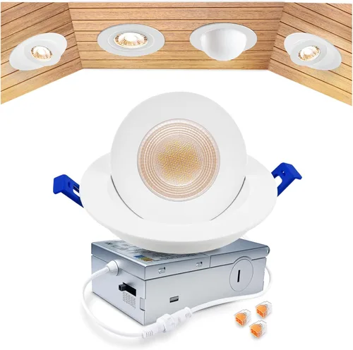 Vista 24 de zouzai Mini luz LED de cardán ajustable de 2 pulgadas, 5CCT seleccionable, rotación de 360° e inclinación de 90° para iluminación precisa Blanco