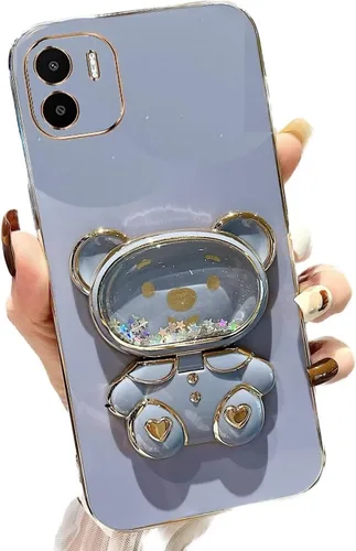 Vista 93 de Miagon Bear - Funda con soporte para espejo para Xiaomi Redmi A1, Quicksand Glitter Electroplated Soft TPU Protector Slim a prueba de golpes