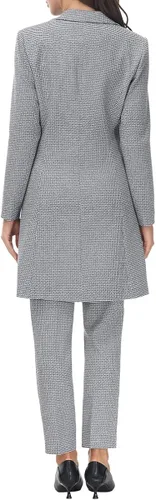 Vista 2 de MODFUL Conjunto de 2 piezas de blazer largo con pantalones para mujer, a cuadros, elegante, para oficina casual de negocios