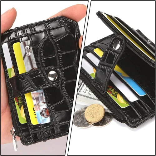 Vista 7 de TENDYCOCO Cartera de almacenamiento de crédito de Pu con cremallera, práctico nudo de moneda, versátil, tarjetas de diseño, impresiones