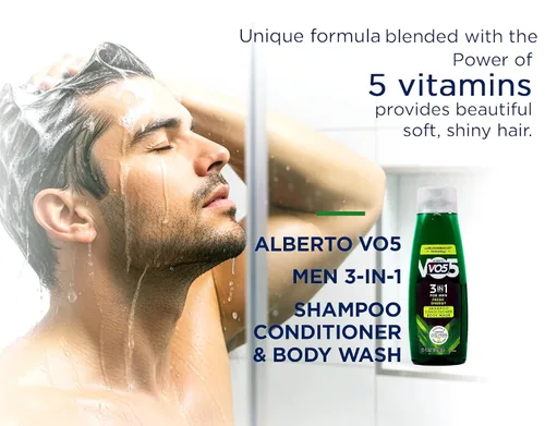 Vista 6 de Alberto VO5 - Champú acondicionador 3 en 1 para hombre, paquete de 3, gel de baño Fresh Energy, 12.5 onzas