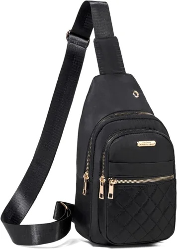 Vista 32 de Banelu Pequeña mochila bandolera bandolera para mujeres y hombres, bolsa de pecho, riñonera cruzada para exteriores, senderismo, viajes, color negro