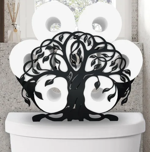Vista 11 de Soportes de papel de metal para gatos, divertidos soportes de almacenamiento de papel de animales negros para interiores y cocina, almacenamiento
